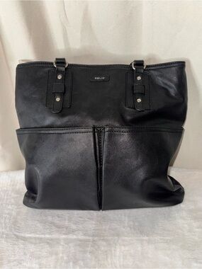 Relic Black Faux Leather Top-Handle Tote